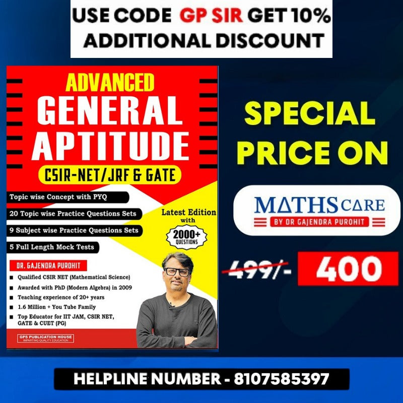 Advertisement for an advanced general aptitude book with a discount offer on a blue background.